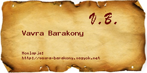 Vavra Barakony névjegykártya